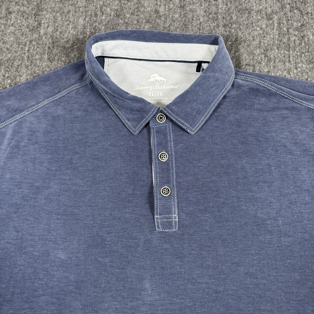 Tommy Bahama Mens XL Polo Shirt Tencel Lyocell Blue Short Sleeve Marlin